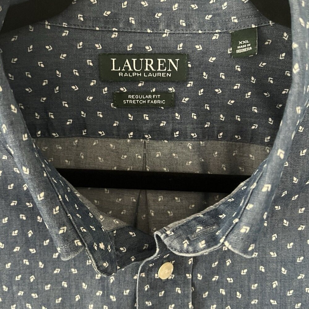 Lauren Ralph Lauren Button Up Shirt Adult XXL Blue Long Sleeve Mens - Picture 4 of 5